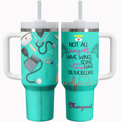 Nurse Tumbler Shineful Nurse Uniform Not All Angles Have Wings Personalized