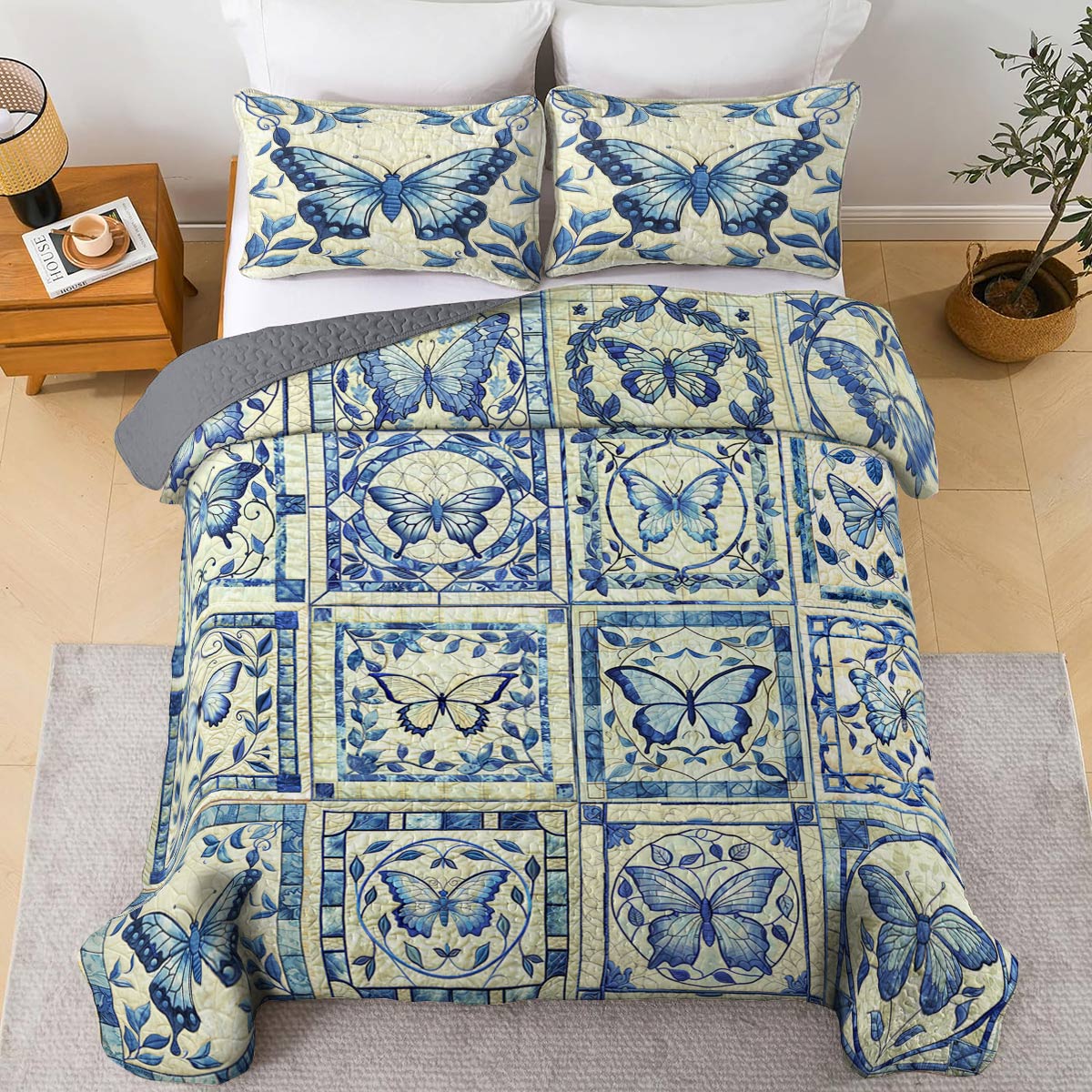 Shineful All Season Quilt 3-Piece Set Breathtaking Butterflies