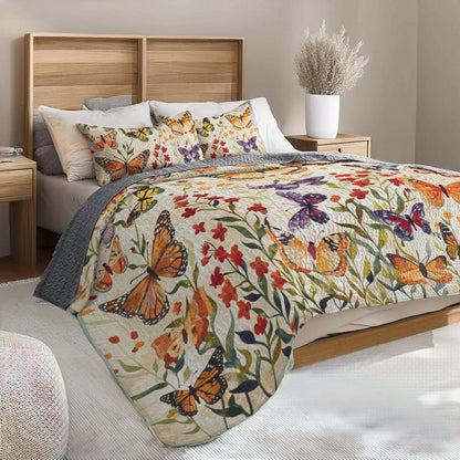 Shineful All Season Quilt 3-Piece Set Butterfly Flowers Lovely