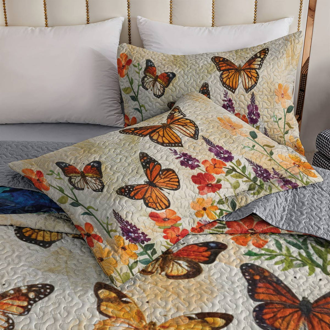 Shineful All Season Quilt 3-Piece Set Charming Butterfly Garden