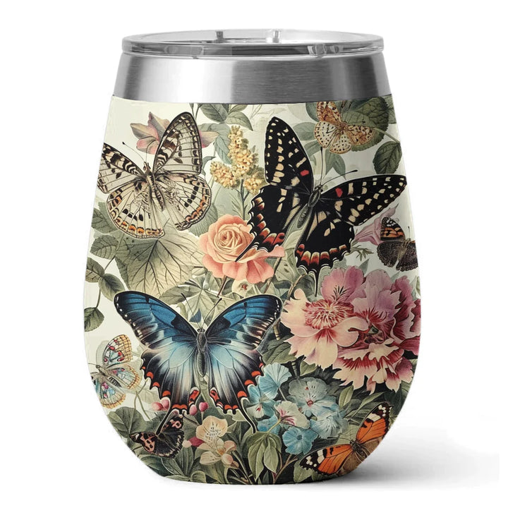 Butterfly12 Oz Shineful™ Wine Tumbler Floral Garden Mn8 12Oz