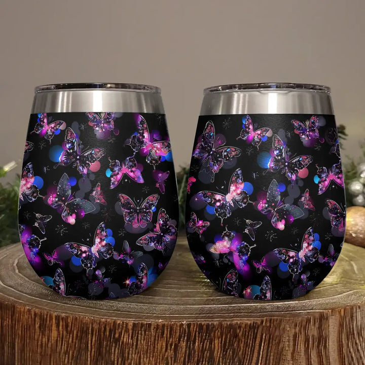 Shineful Wine Tumbler Sparkling Butterfly