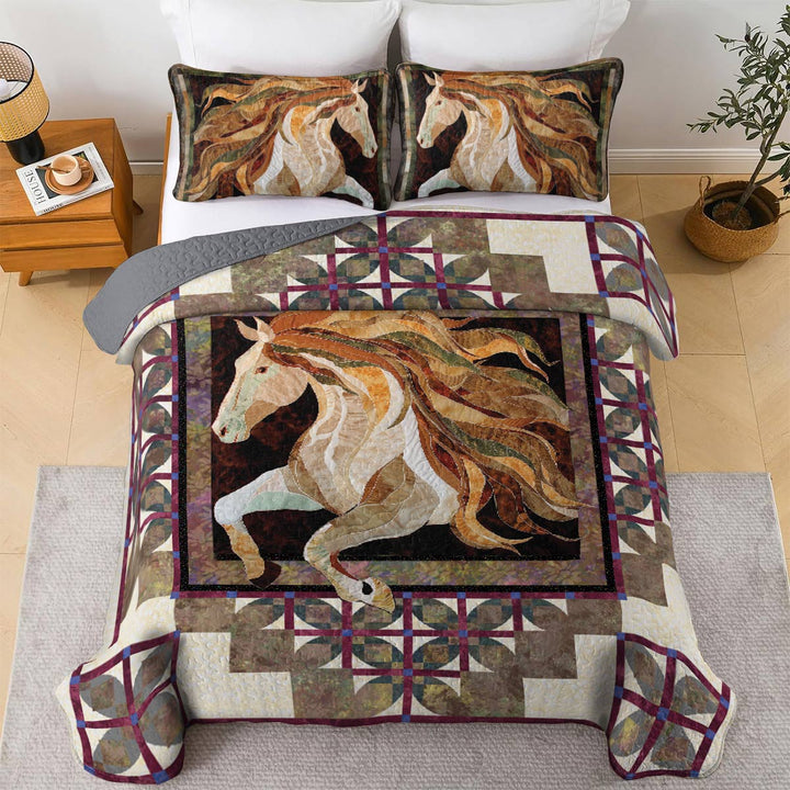Horse Shineful All Season Quilt 3-Piece Set Country Charm Horse
