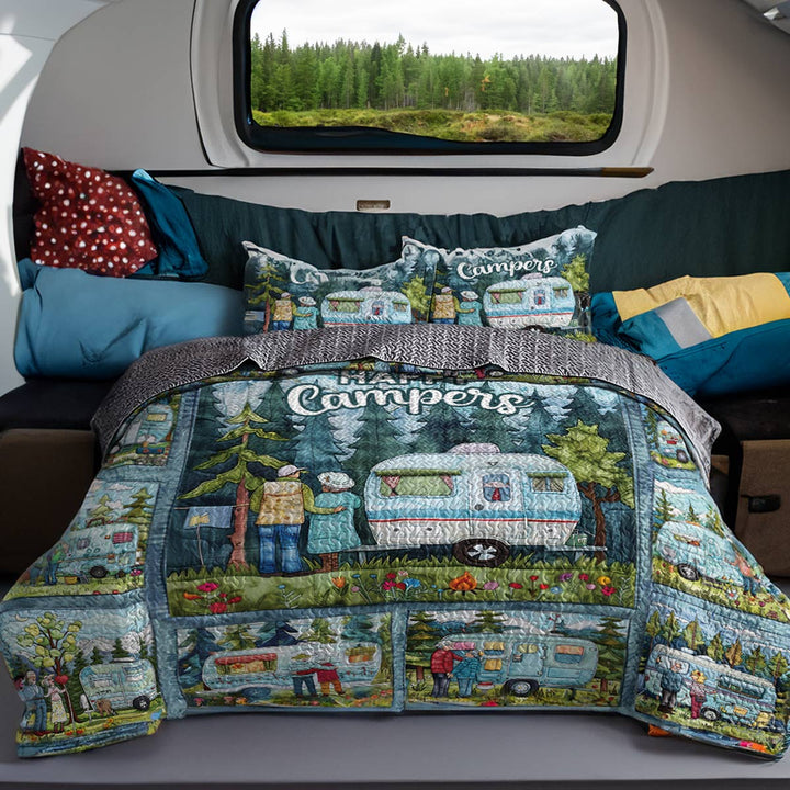 Shineful All Season Quilt 3-Piece Set Camping Is My Happy Place