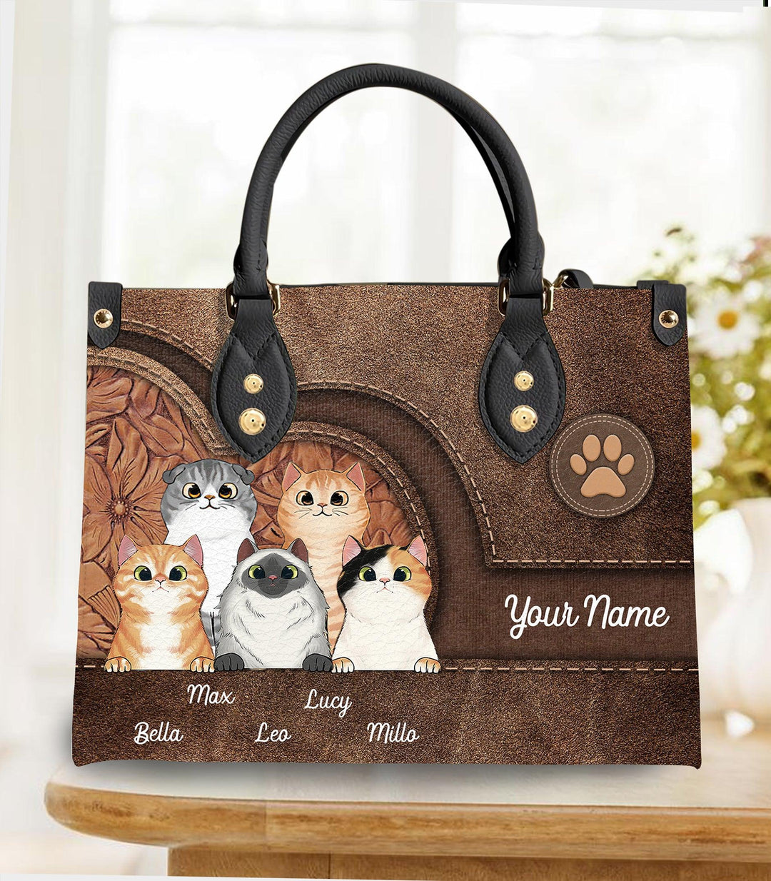 Shineful Leather Bag Cat Personalized Gift for Cat Lovers, Cat Mom, Cat Dad