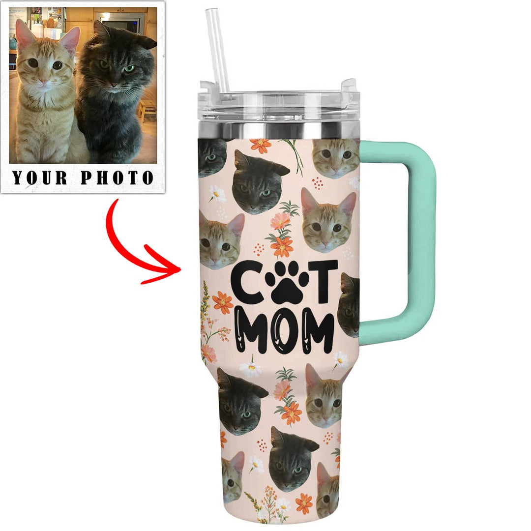 Cat Photo Upload Shineful Tumbler Cat Mom