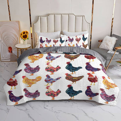 Shineful All Season Quilt 3-Piece Set Chicken Love