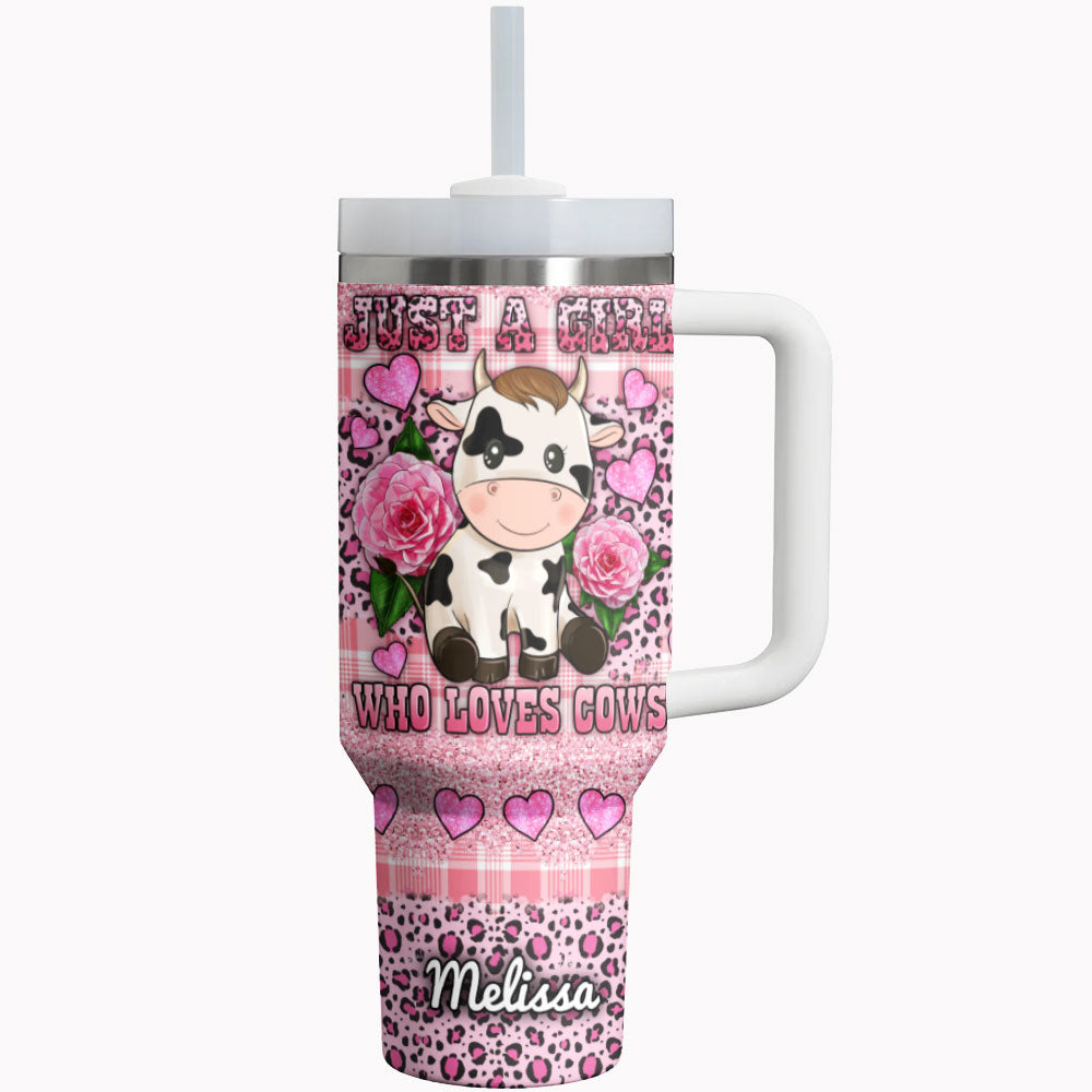 Cow Tumbler Shineful® Just A Girl Who Loves Cows Personalized