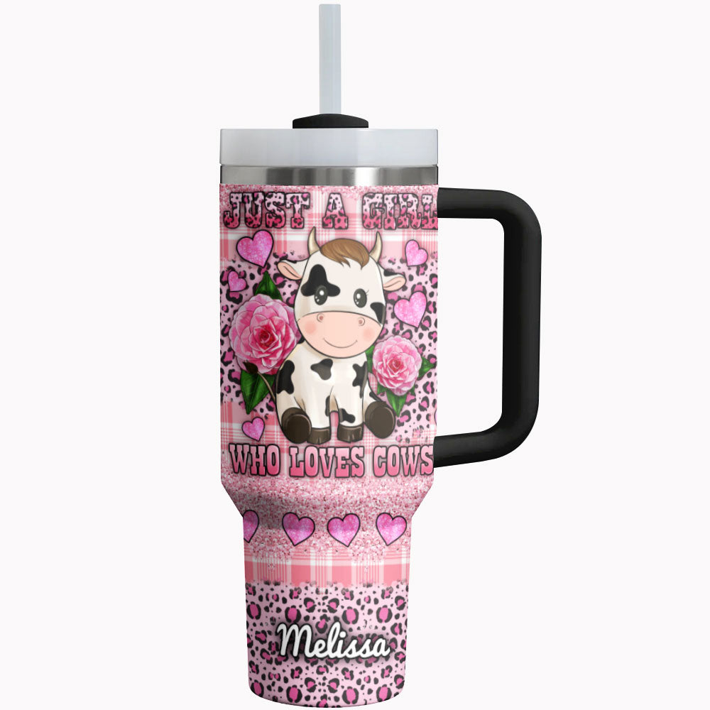 Cow Tumbler Shineful® Just A Girl Who Loves Cows Personalized