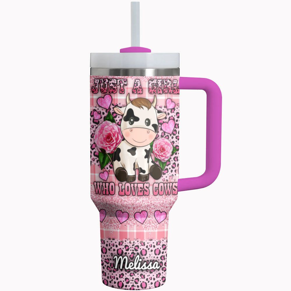 Cow Tumbler Shineful® Just A Girl Who Loves Cows Personalized