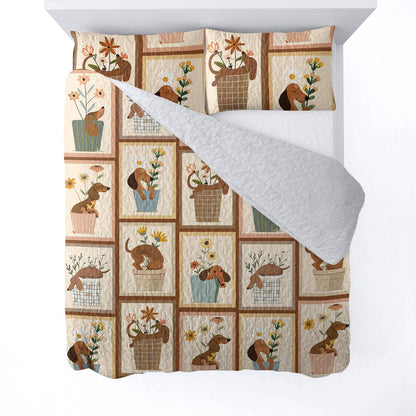 Shineful All Season Quilt 3-Piece Set Amazing Dachshunds