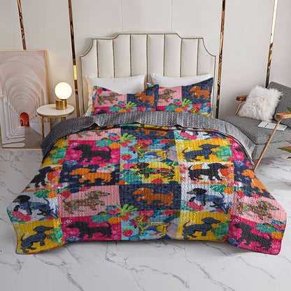 Shineful All Season Quilt 3-Piece Set Amazing Tropical Dachshunds