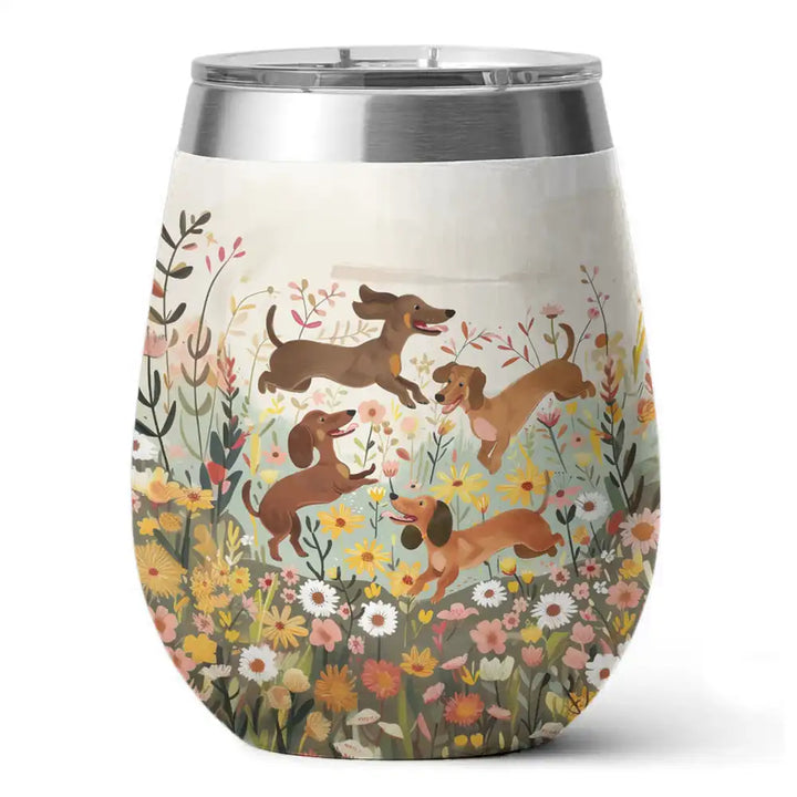 Shineful Wine Tumbler Dachshund Floral