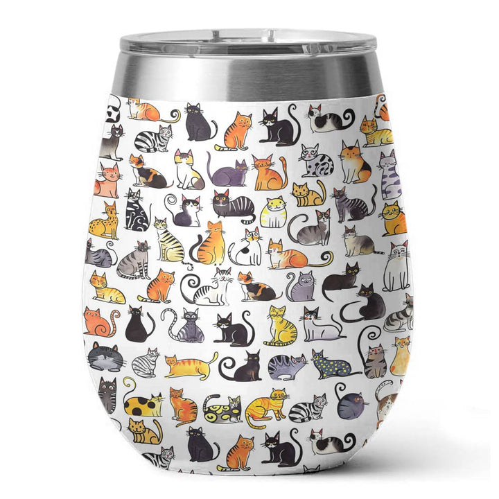 Cat 12 Oz Shineful™ Wine Tumbler Amazing Cats Tl10 12Oz