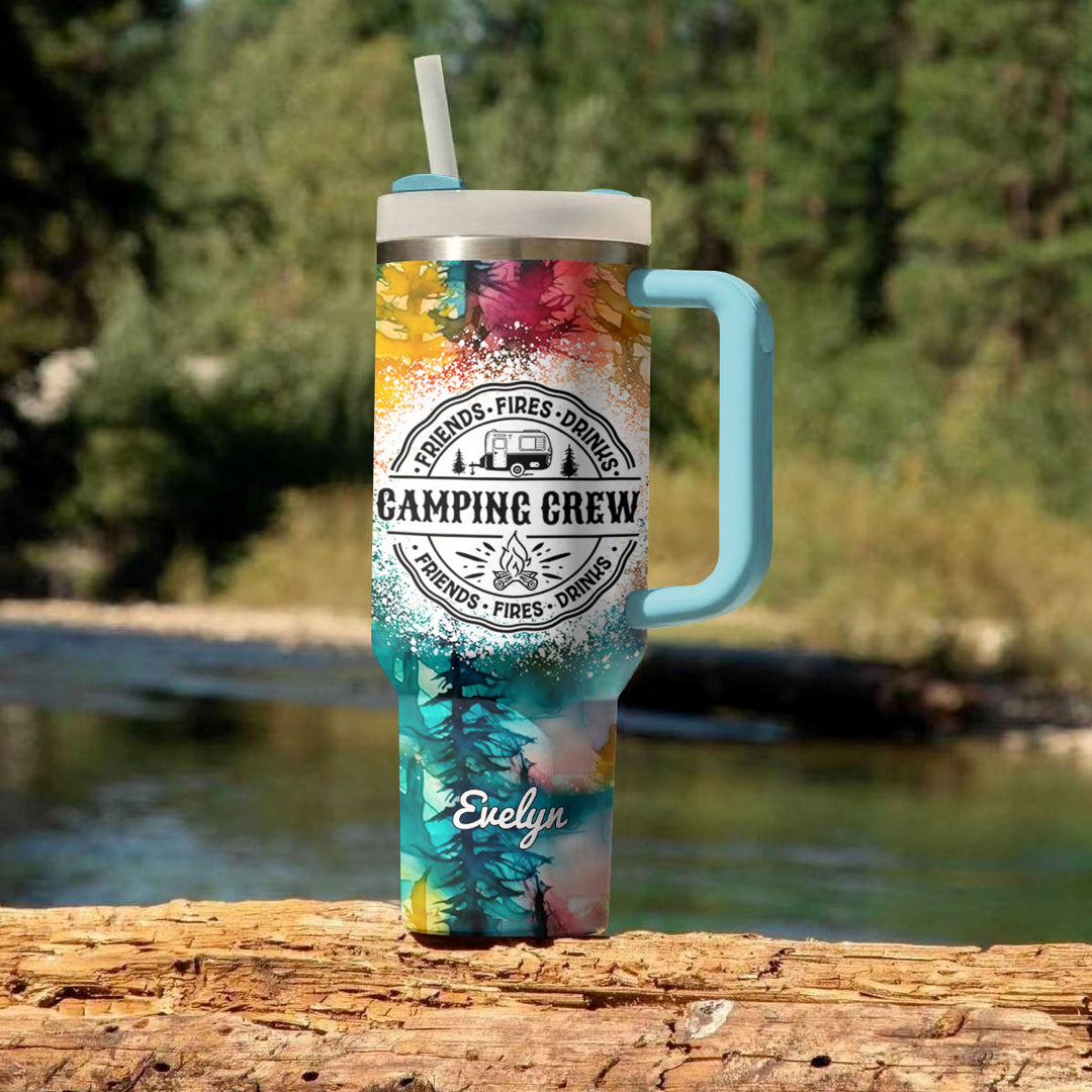 Camping Tumbler Shineful Camping Crew Friends Fire Drinks Personalized