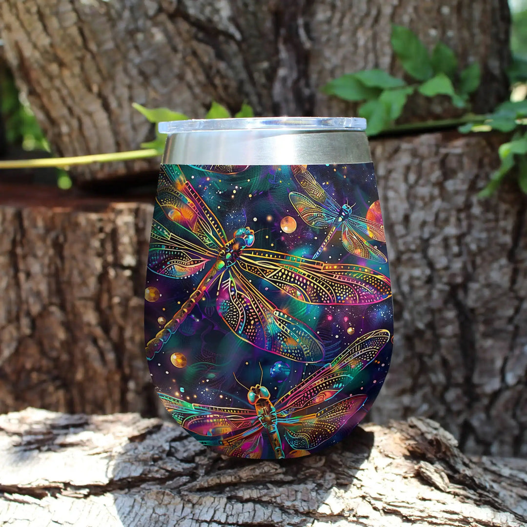 Shineful Wine Tumbler Dragonfly Fly In The Night