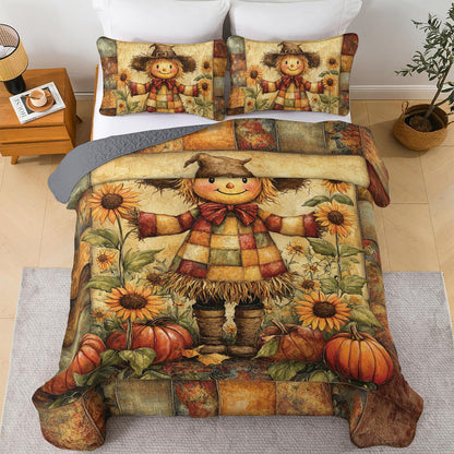 Shineful All Season Quilt 3-Piece Set Sunflower Scarecrow