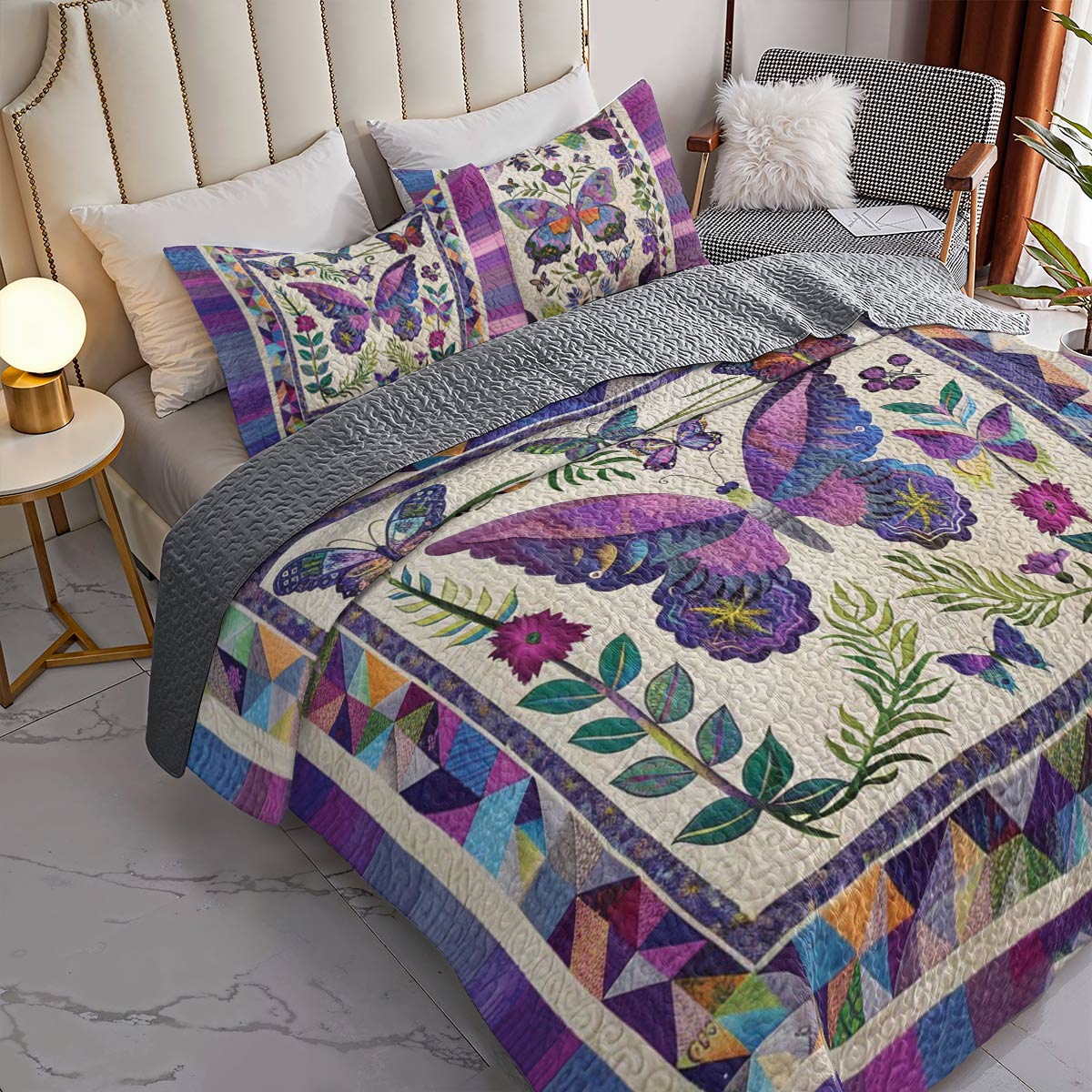 Shineful All Season Quilt 3-Piece Enchanted Butterflies