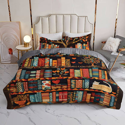 Shineful All Season Quilt 3-Piece Set Autumn Library