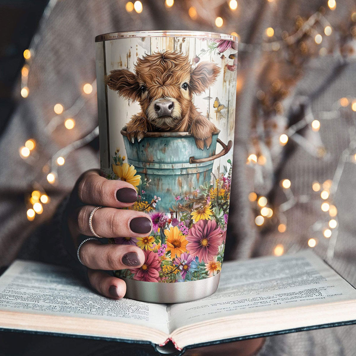 Shineful 20oz Tumbler Floral Cow