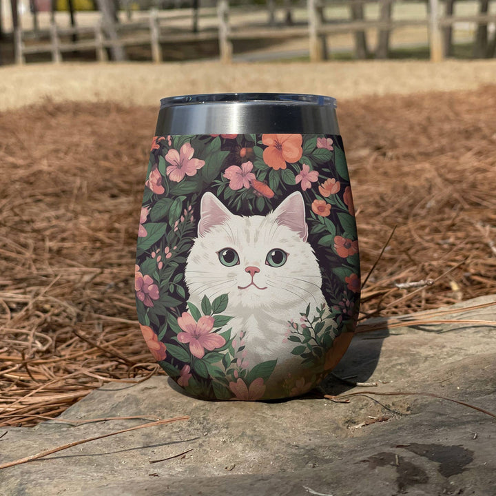 Shineful Wine Tumbler Floral Cat