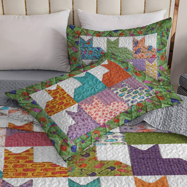 Shineful All Season Quilt 3-Piece Set Colorful Cats