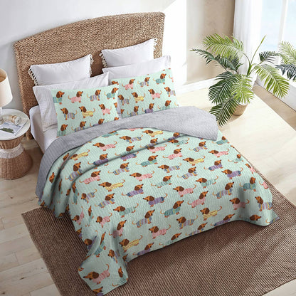 Shineful All Season Quilt 3-Piece Set Colorful Dachshunds Ver2