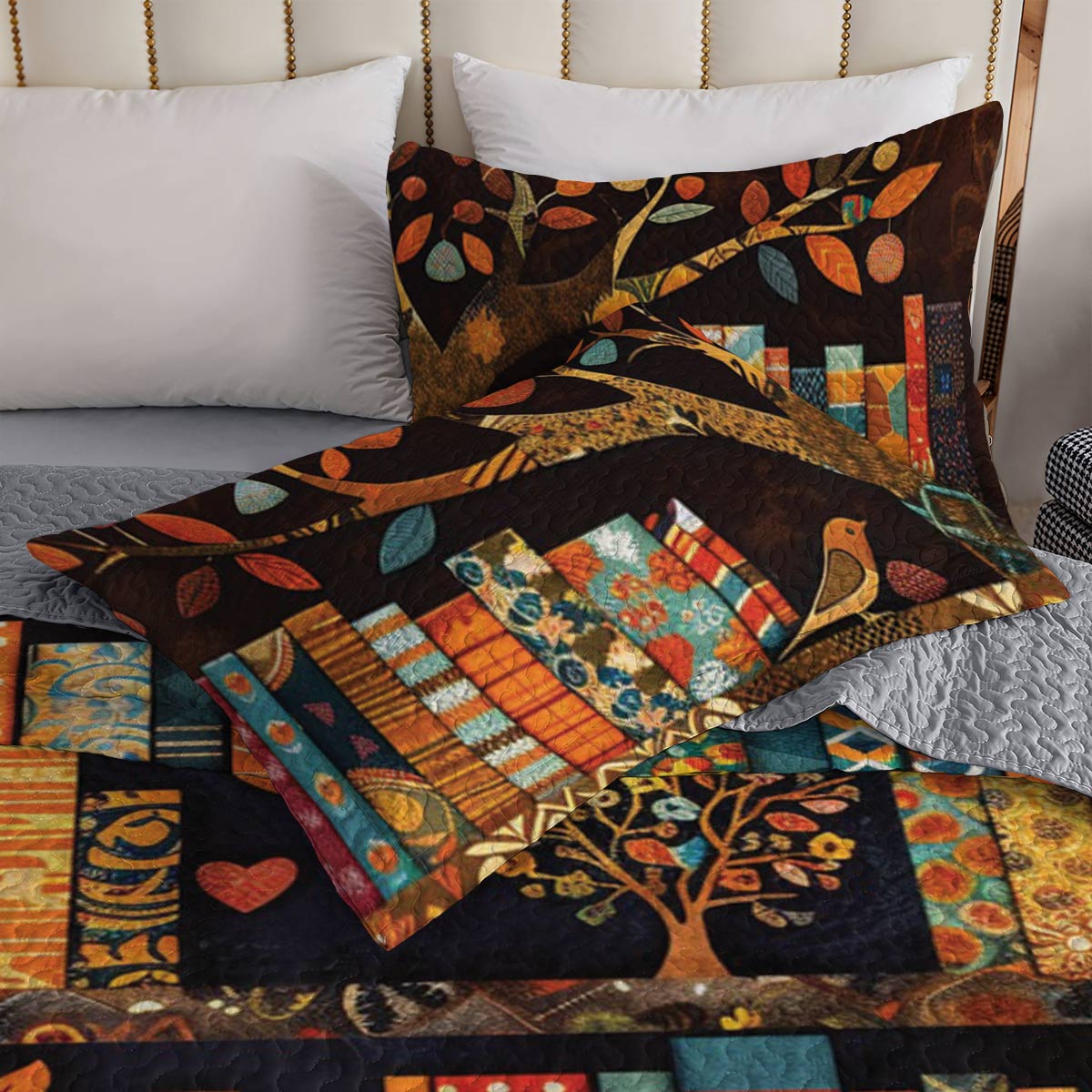 Shineful All Season Quilt 3-Piece Set Autumn Library