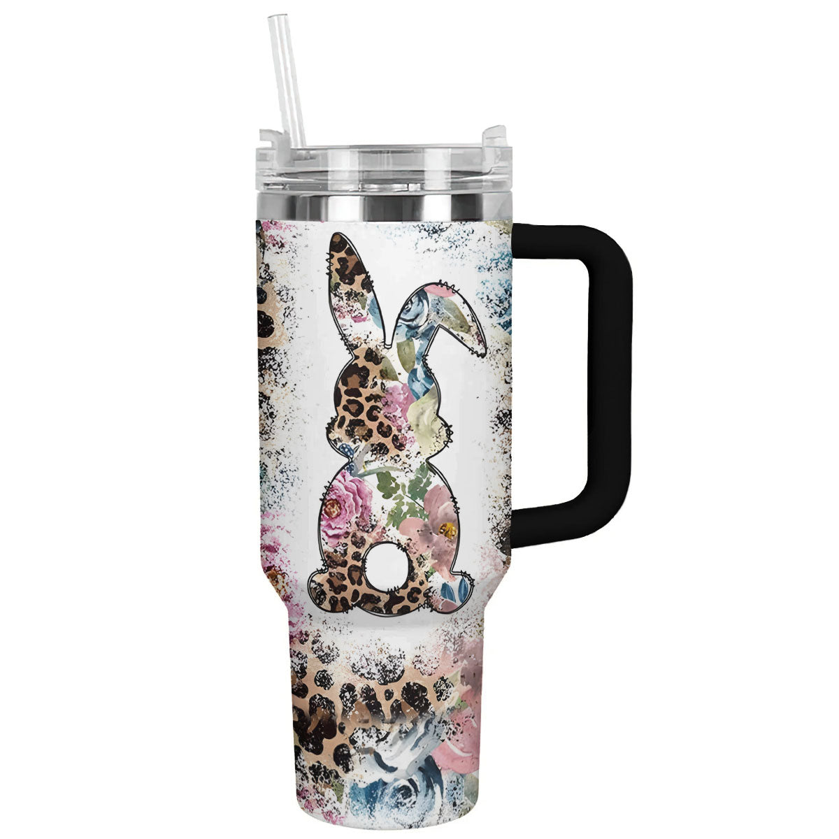 Rabbit 40 Oz Shineful™ Tumbler Boho Bunny Lk8 Black 40Oz