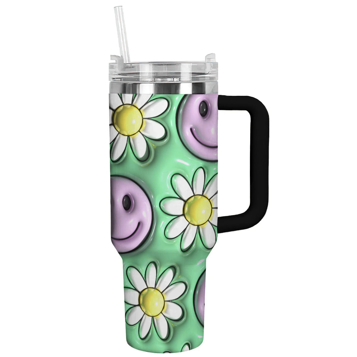 Retro 40 Oz Shineful™ Tumbler Smiling Daisies Lk8 Black 40Oz