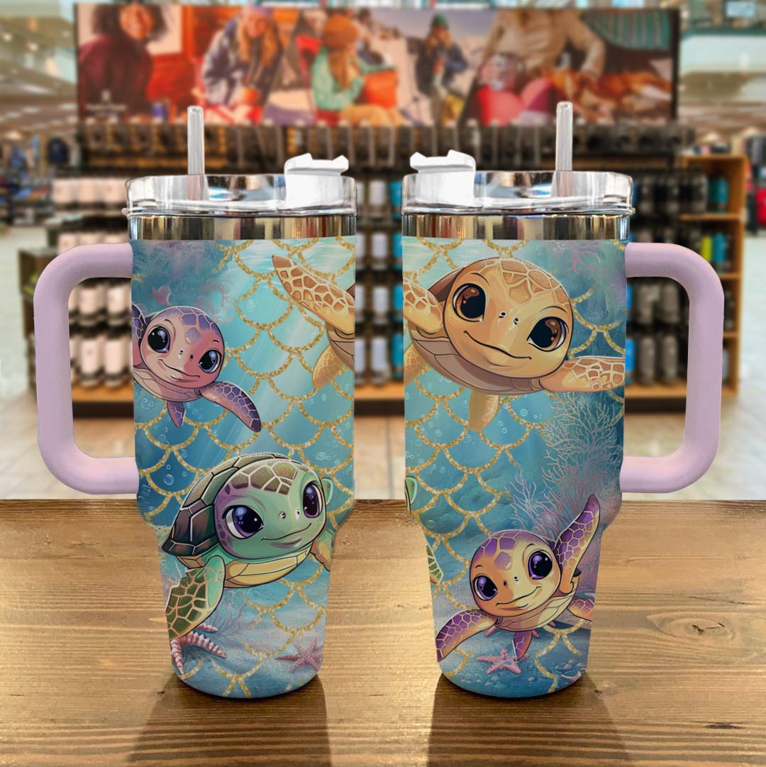 Sea Turtle 40 Oz Shineful™ Tumbler Happy Lk8 Pink 40Oz