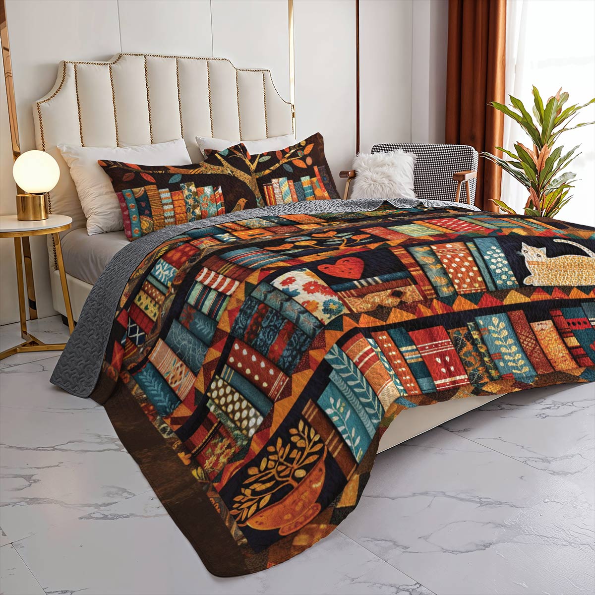 Shineful All Season Quilt 3-Piece Set Autumn Library