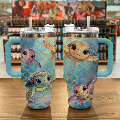 Sea Turtle 40 Oz Shineful™ Tumbler Happy Lk8 Sky Blue 40Oz