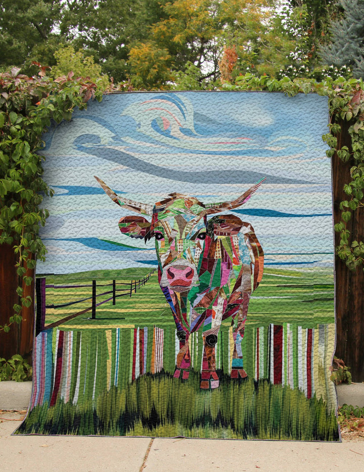 Shineful All Season Quilt 3-Piece Set Colorful Cow