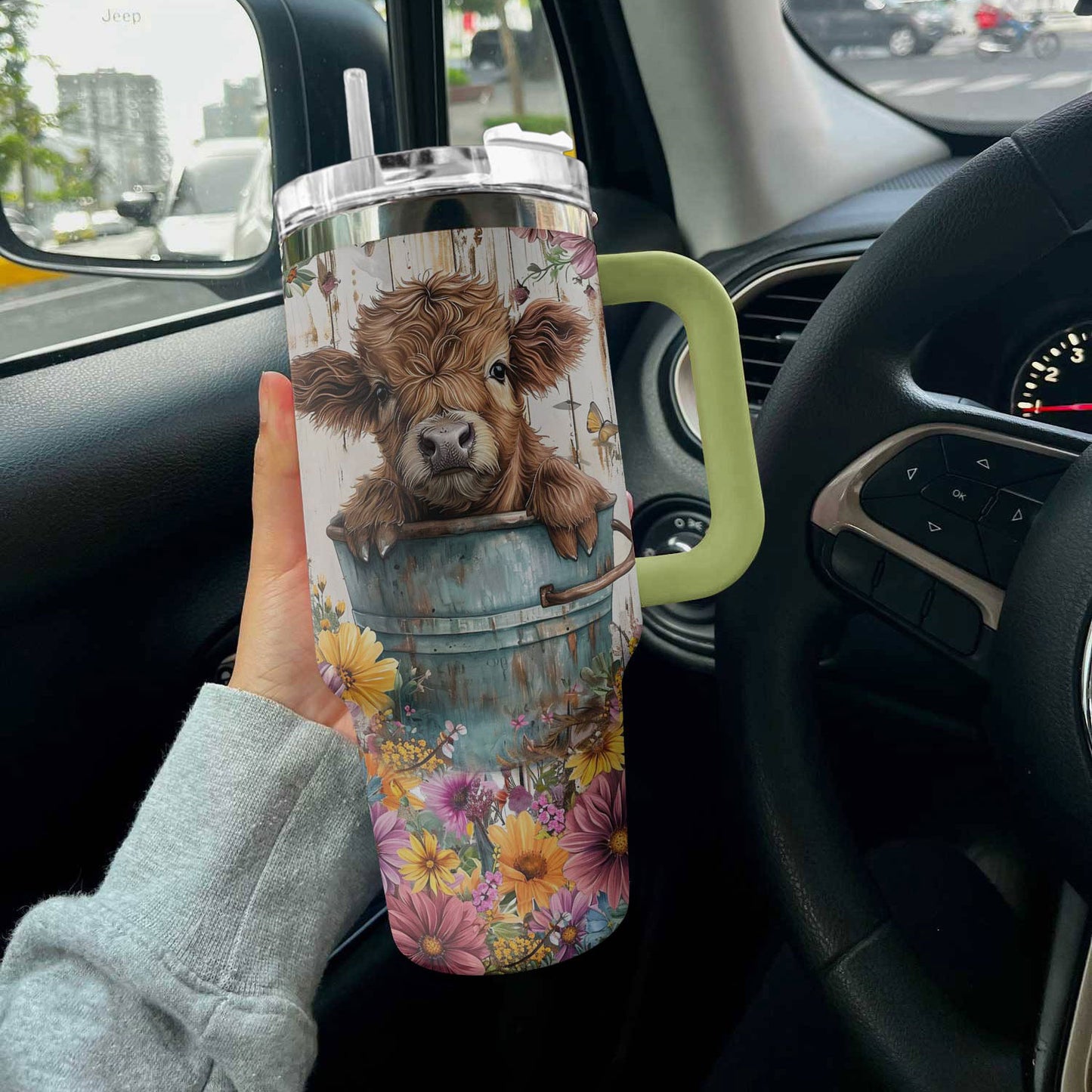 Shineful Tumbler Cow Floral Cow