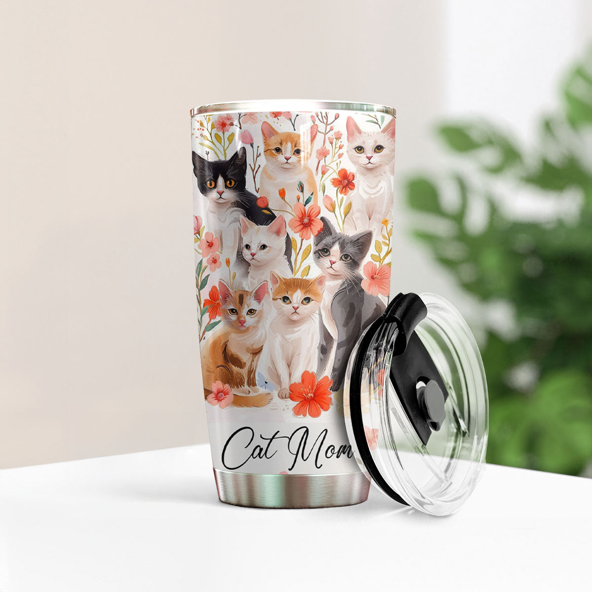 Shineful 20oz Tumbler Floral Cat Mom