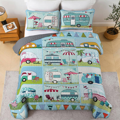 Shineful All Season Quilt 3-Piece Set Colorful Campervans