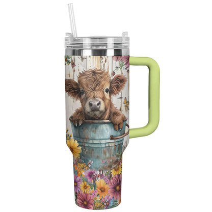 Cow 40 Oz Shineful™ Tumbler Floral Lk8 Green 40Oz