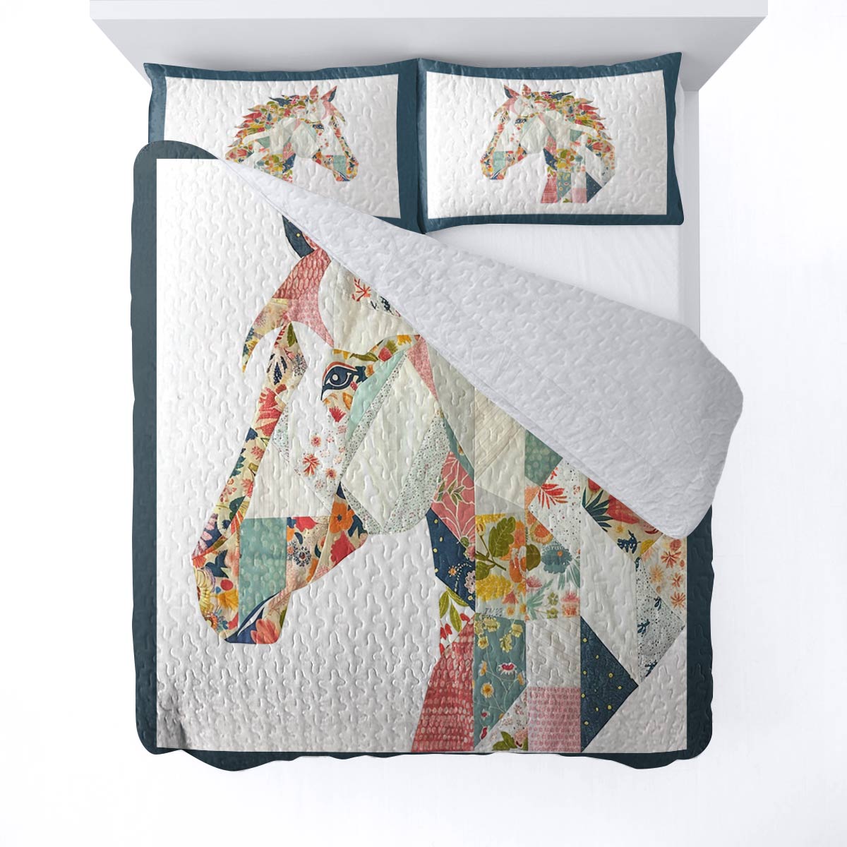 Shineful All Season Quilt 3-Piece Set Charming Floral Horse