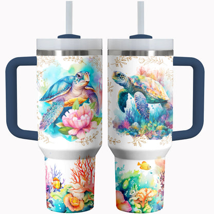 Sea Turtle Shineful Tumbler Turtle Reef Blossom