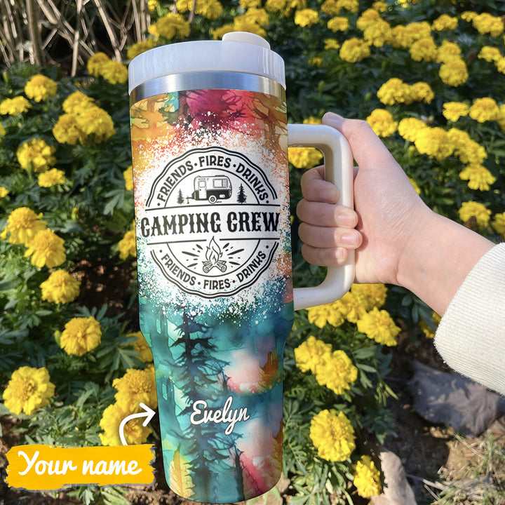 Camping Tumbler Shineful Camping Crew Friends Fire Drinks Personalized