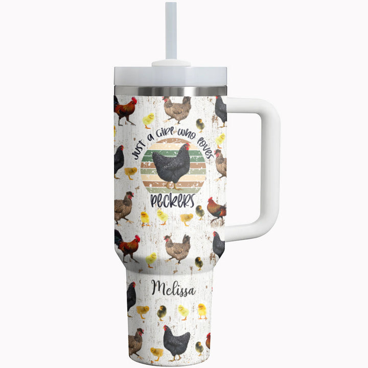 Chicken Tumbler Shineful® Just A Girl Who Loves Peckers
