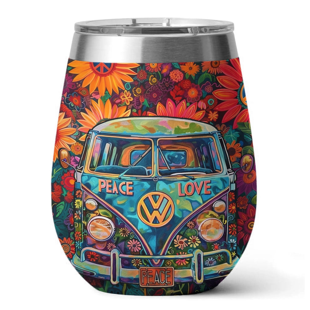 Shineful Wine Tumbler Floral Hippie Van