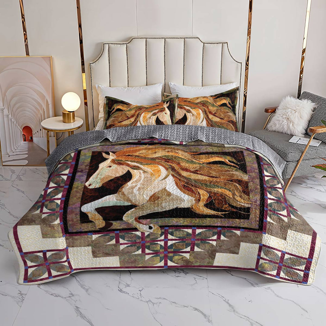 Horse Shineful All Season Quilt 3-Piece Set Country Charm Horse