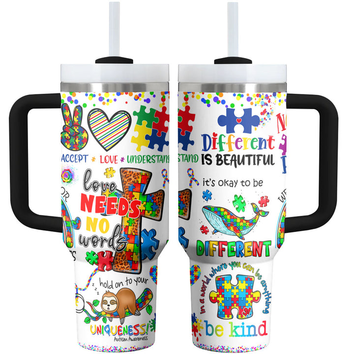 Autism Awareness Tumbler Shineful Love Needs No Words