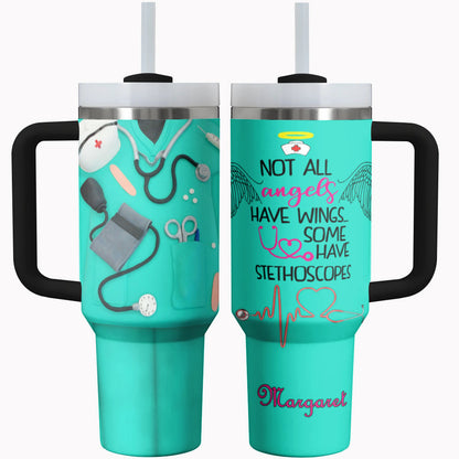 Nurse Tumbler Shineful Nurse Uniform Not All Angles Have Wings Personalized