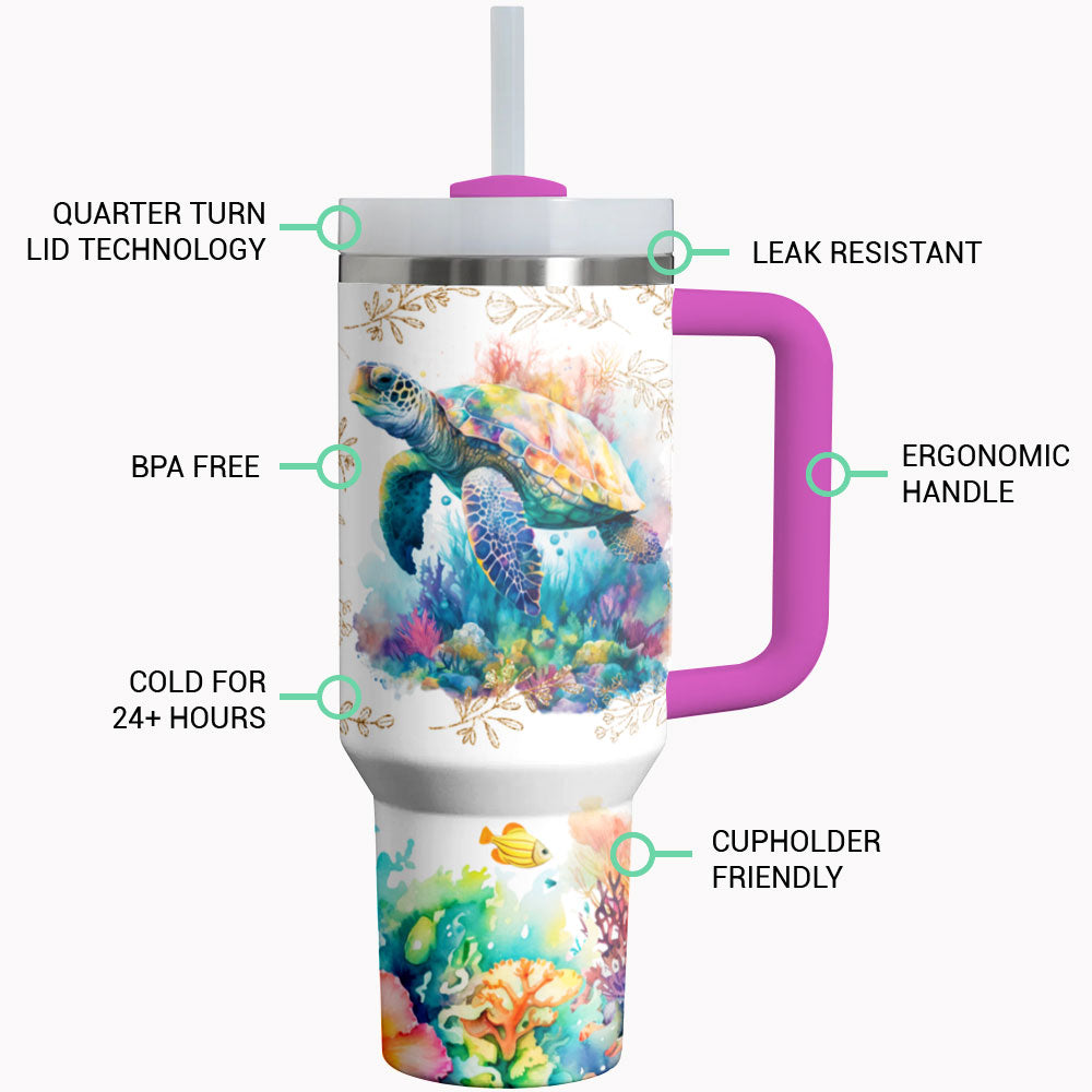 Sea Turtle Shineful Tumbler Turtle Reef Blossom