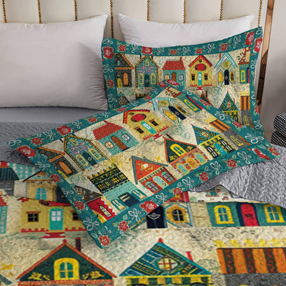 Shineful All Season Quilt 3-Piece Set Colorful Houses