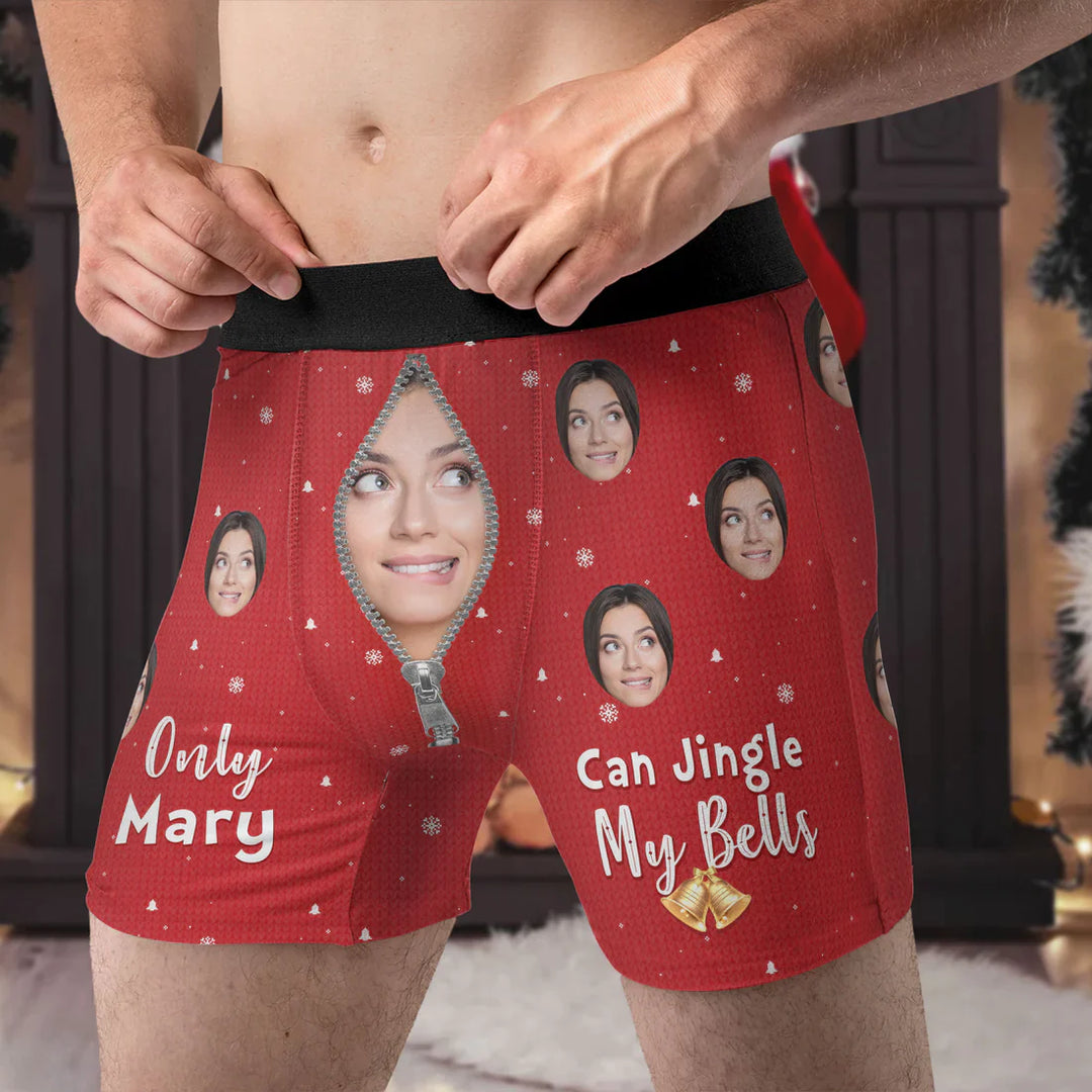 Only Wife Can Jingle My Bells - Personalized Photo Men’s Boxer Briefs