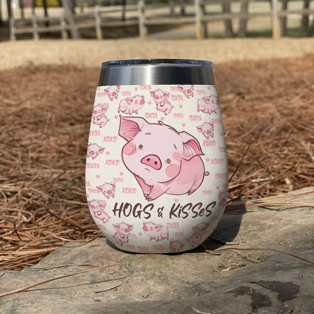 Shineful Wine Tumbler Pig Hogs & Kisses